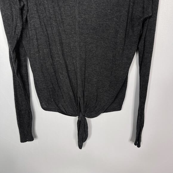 Madewell 2XL Heather Gray Modern Tie Front Sweater Lightweight Pullover Scoop - Picture 4 of 11